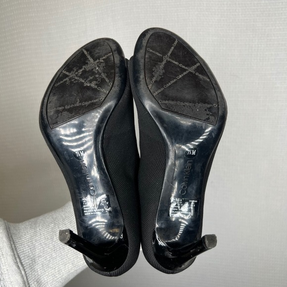 Calvin Klein Black Sock Booties Peep Toe Stiletto Heel Women's 7.5M - Picture 4 of 6